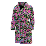 Tropical Hibiscus Flowers Aztec Print Men's Bathrobe