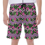 Tropical Hibiscus Flowers Aztec Print Men's Beach Shorts