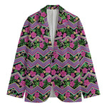 Tropical Hibiscus Flowers Aztec Print Men's Blazer