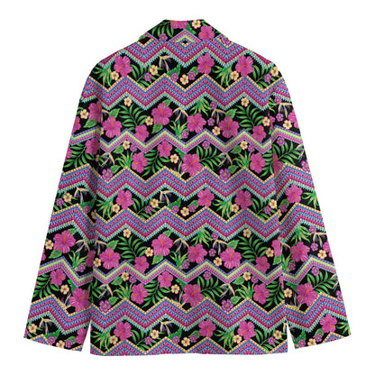 Tropical Hibiscus Flowers Aztec Print Men's Blazer