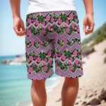 Tropical Hibiscus Flowers Aztec Print Men's Cargo Shorts