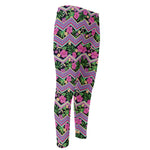 Tropical Hibiscus Flowers Aztec Print Men's Compression Pants