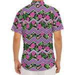 Tropical Hibiscus Flowers Aztec Print Men's Deep V-Neck Shirt