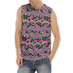 Tropical Hibiscus Flowers Aztec Print Men's Fitness Tank Top