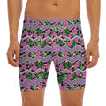 Tropical Hibiscus Flowers Aztec Print Men's Long Boxer Briefs