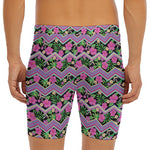 Tropical Hibiscus Flowers Aztec Print Men's Long Boxer Briefs