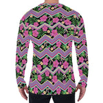 Tropical Hibiscus Flowers Aztec Print Men's Long Sleeve T-Shirt