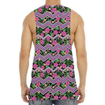 Tropical Hibiscus Flowers Aztec Print Men's Muscle Tank Top