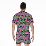 Tropical Hibiscus Flowers Aztec Print Men's Rompers