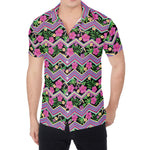 Tropical Hibiscus Flowers Aztec Print Men's Shirt