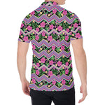 Tropical Hibiscus Flowers Aztec Print Men's Shirt