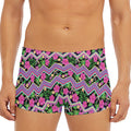 Tropical Hibiscus Flowers Aztec Print Men's Short Boxer Briefs