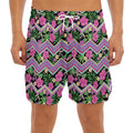 Tropical Hibiscus Flowers Aztec Print Men's Split Running Shorts