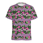 Tropical Hibiscus Flowers Aztec Print Men's Sports T-Shirt