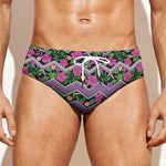 Tropical Hibiscus Flowers Aztec Print Men's Swim Briefs