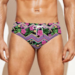 Tropical Hibiscus Flowers Aztec Print Men's Swim Briefs