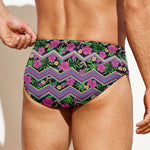 Tropical Hibiscus Flowers Aztec Print Men's Swim Briefs