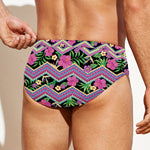 Tropical Hibiscus Flowers Aztec Print Men's Swim Briefs