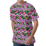 Tropical Hibiscus Flowers Aztec Print Men's Velvet T-Shirt