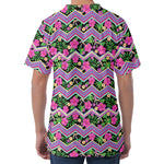 Tropical Hibiscus Flowers Aztec Print Men's Velvet T-Shirt