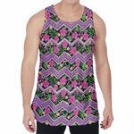 Tropical Hibiscus Flowers Aztec Print Men's Velvet Tank Top