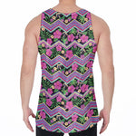 Tropical Hibiscus Flowers Aztec Print Men's Velvet Tank Top