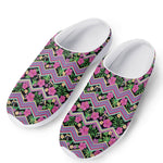 Tropical Hibiscus Flowers Aztec Print Mesh Casual Shoes