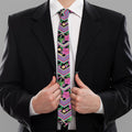 Tropical Hibiscus Flowers Aztec Print Necktie