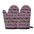 Tropical Hibiscus Flowers Aztec Print Oven Mitts