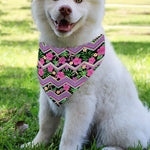 Tropical Hibiscus Flowers Aztec Print Over The Collar Dog Bandana