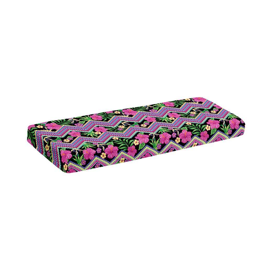 Tropical Hibiscus Flowers Aztec Print Piano Keyboard Cover