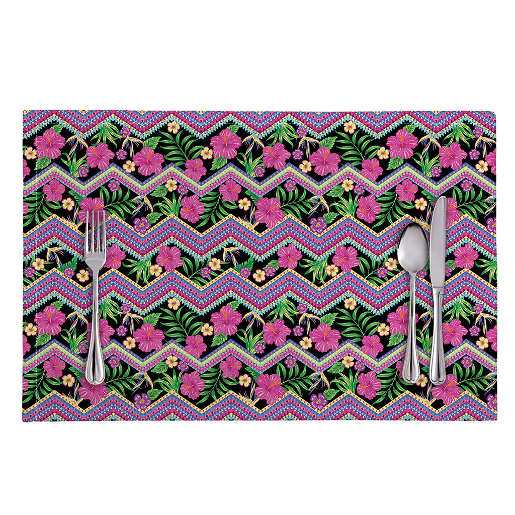 Tropical Hibiscus Flowers Aztec Print Placemat