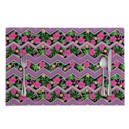 Tropical Hibiscus Flowers Aztec Print Placemat