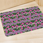 Tropical Hibiscus Flowers Aztec Print Polyester Doormat