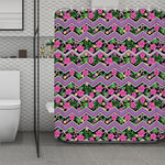 Tropical Hibiscus Flowers Aztec Print Polyester Shower Curtain