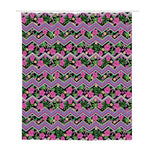 Tropical Hibiscus Flowers Aztec Print Polyester Shower Curtain