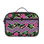 Tropical Hibiscus Flowers Aztec Print Portable Lunch Bag