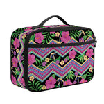 Tropical Hibiscus Flowers Aztec Print Portable Lunch Bag