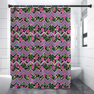 Tropical Hibiscus Flowers Aztec Print Premium Shower Curtain