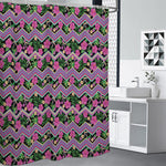 Tropical Hibiscus Flowers Aztec Print Premium Shower Curtain