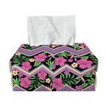 Tropical Hibiscus Flowers Aztec Print Rectangle Tissue Box Cover
