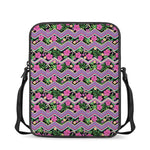Tropical Hibiscus Flowers Aztec Print Rectangular Crossbody Bag