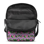 Tropical Hibiscus Flowers Aztec Print Rectangular Crossbody Bag