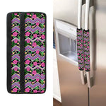 Tropical Hibiscus Flowers Aztec Print Refrigerator Handle Covers
