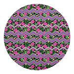 Tropical Hibiscus Flowers Aztec Print Round Blanket