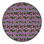 Tropical Hibiscus Flowers Aztec Print Round Floor Mat
