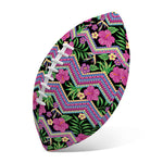 Tropical Hibiscus Flowers Aztec Print Rugby Ball