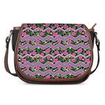 Tropical Hibiscus Flowers Aztec Print Saddle Bag