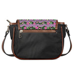 Tropical Hibiscus Flowers Aztec Print Saddle Bag