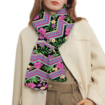 Tropical Hibiscus Flowers Aztec Print Scarf